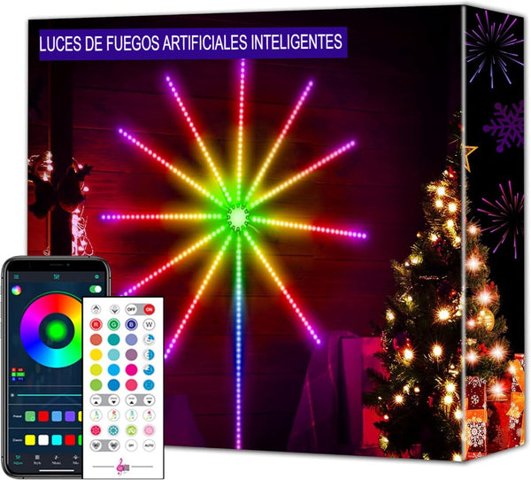 🔥 FireGlow™ – Luces LED Inteligentes con Sensor Musical y Efecto Fuegos Artificiales