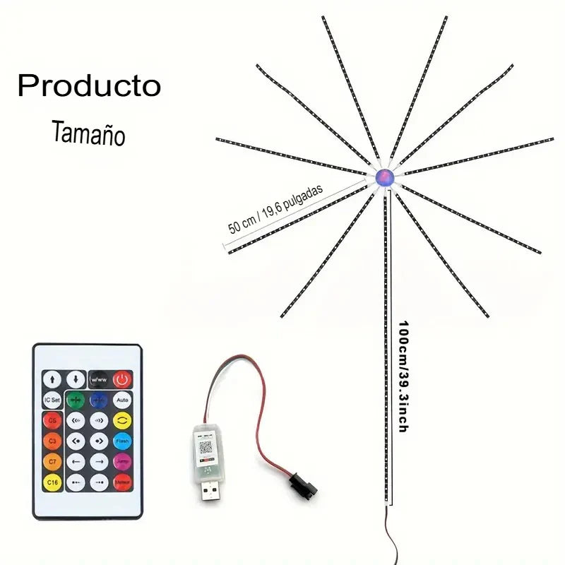 🔥 FireGlow™ – Luces LED Inteligentes con Sensor Musical y Efecto Fuegos Artificiales