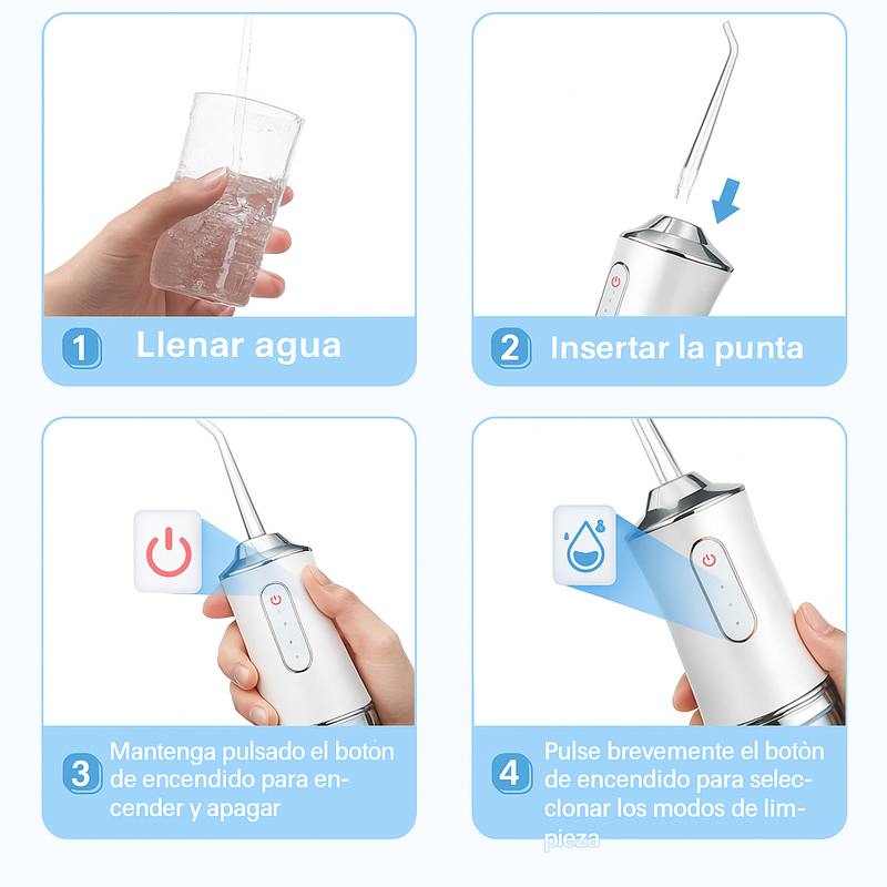 AquaSmile Pro — Irrigador Oral de Limpieza Profunda 3 en 1